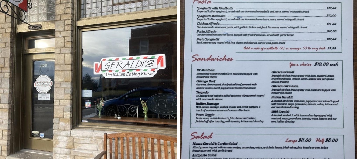 Geraldi's of Floyd,VA Menu